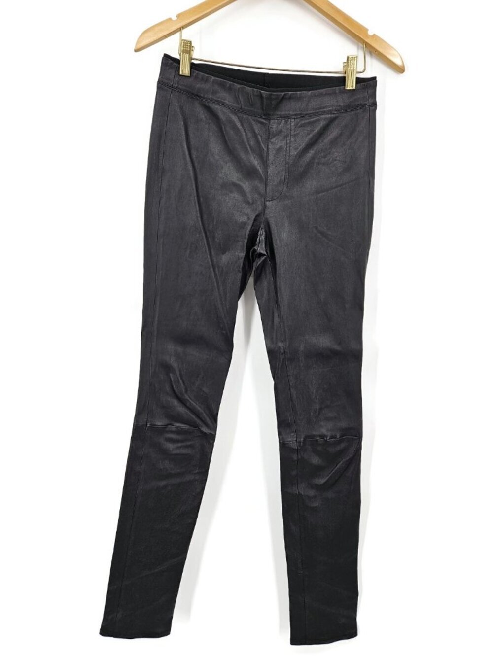 Helmut Lang Lamb Leather Pants Womens 4 Black Skinny Stretch